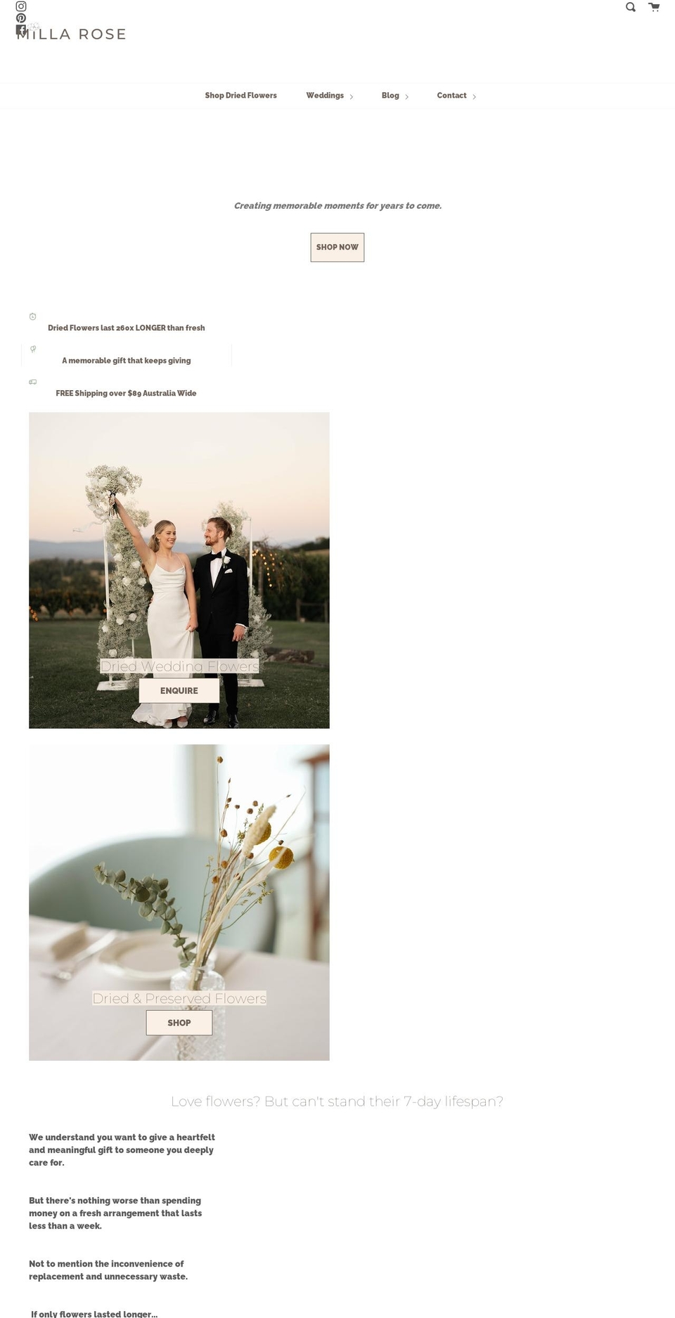 millarose.com.au shopify website screenshot