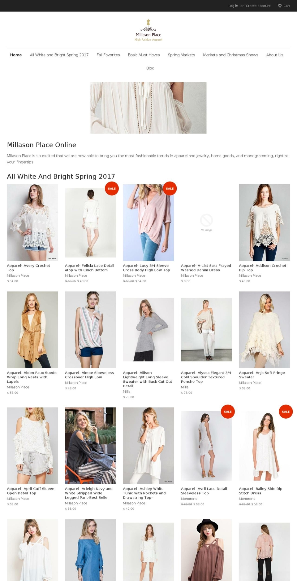 millasonplace.com shopify website screenshot