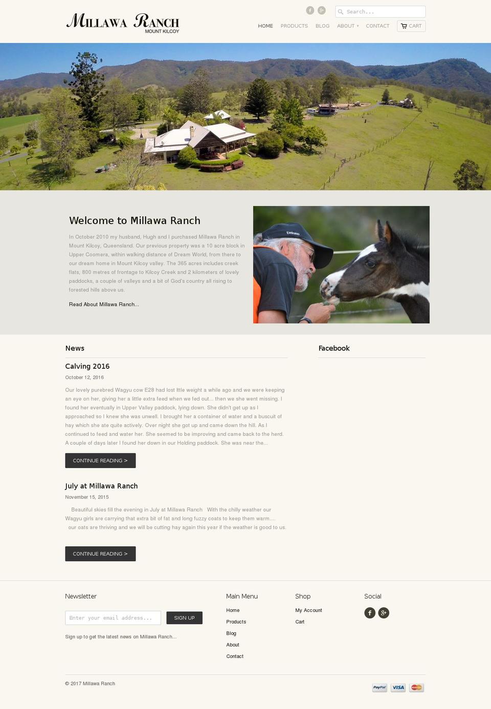 millawaranch.com shopify website screenshot