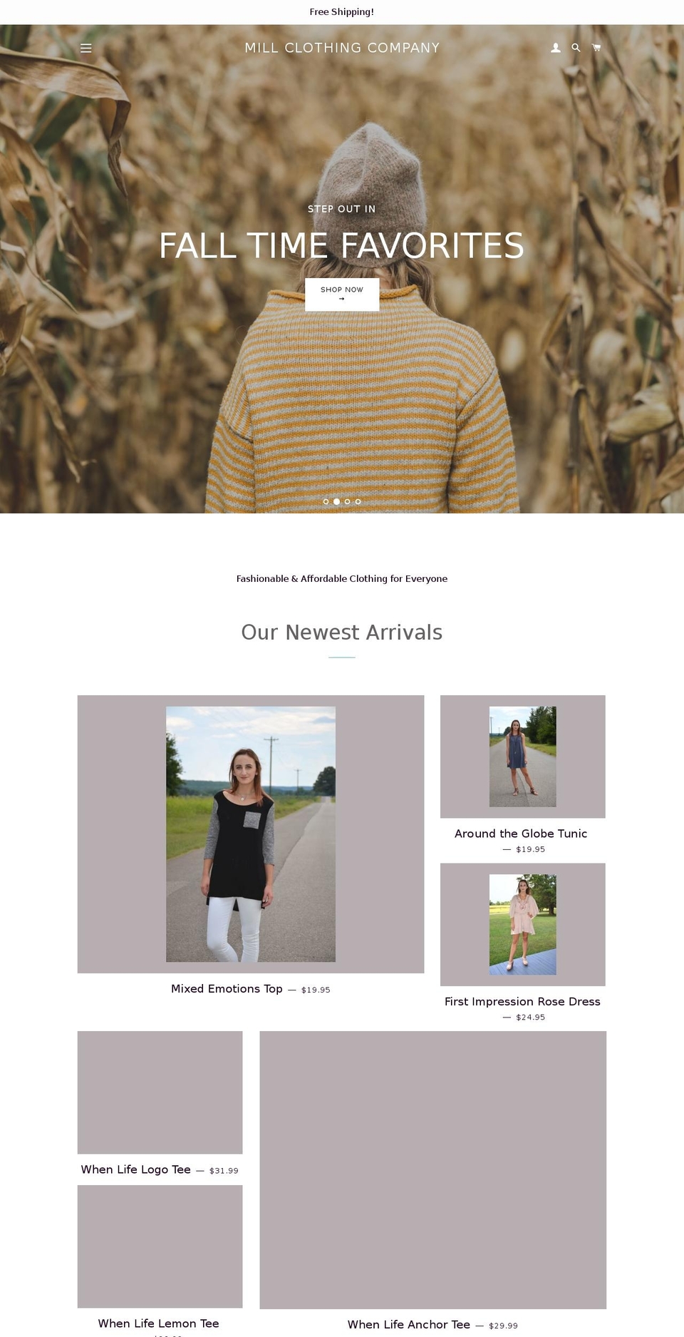 millclothingcompany.com shopify website screenshot