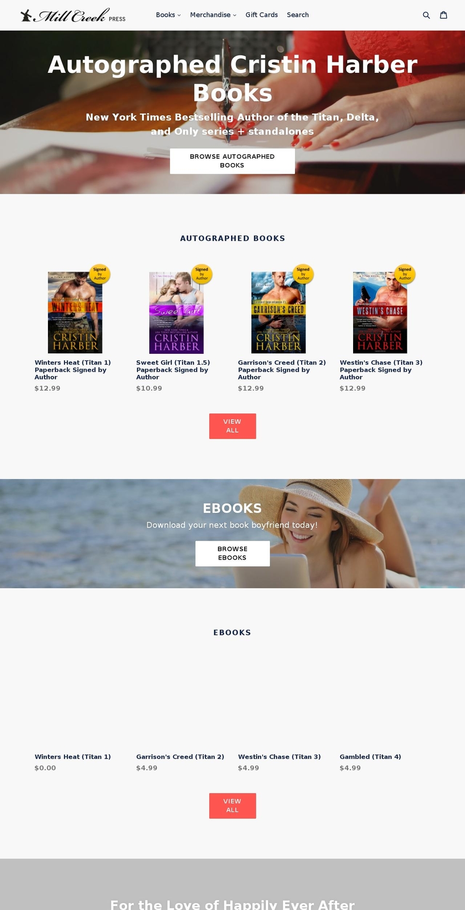 millcreekbooks.com — Shopify storefront screenshot