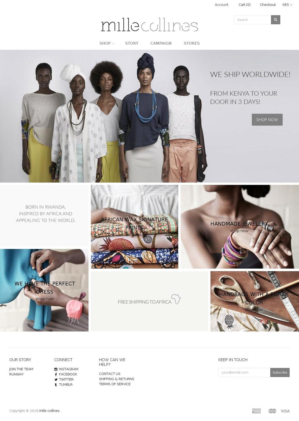 millecollinesafrica.com — Shopify storefront screenshot