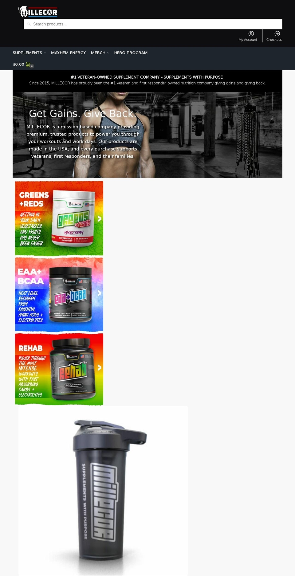 millecor.net shopify website screenshot