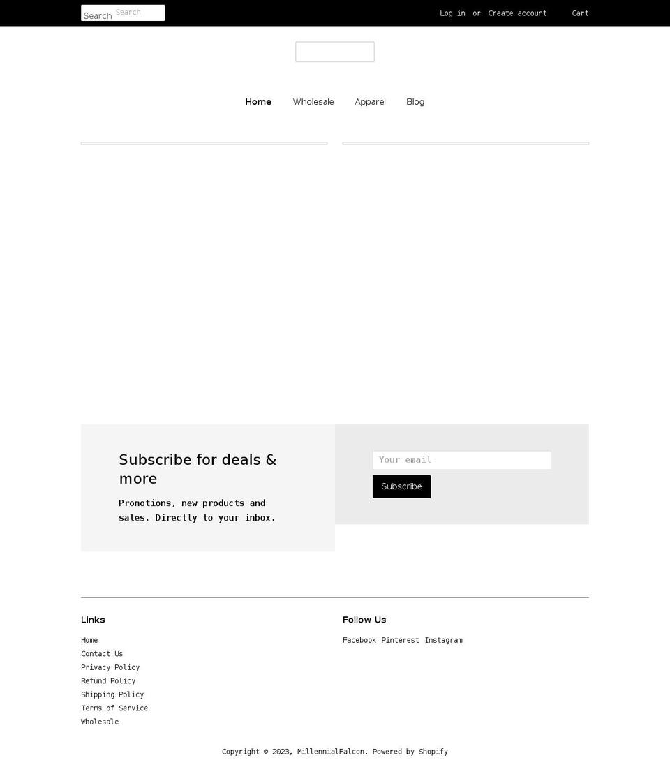 millennialfalcon.net shopify website screenshot