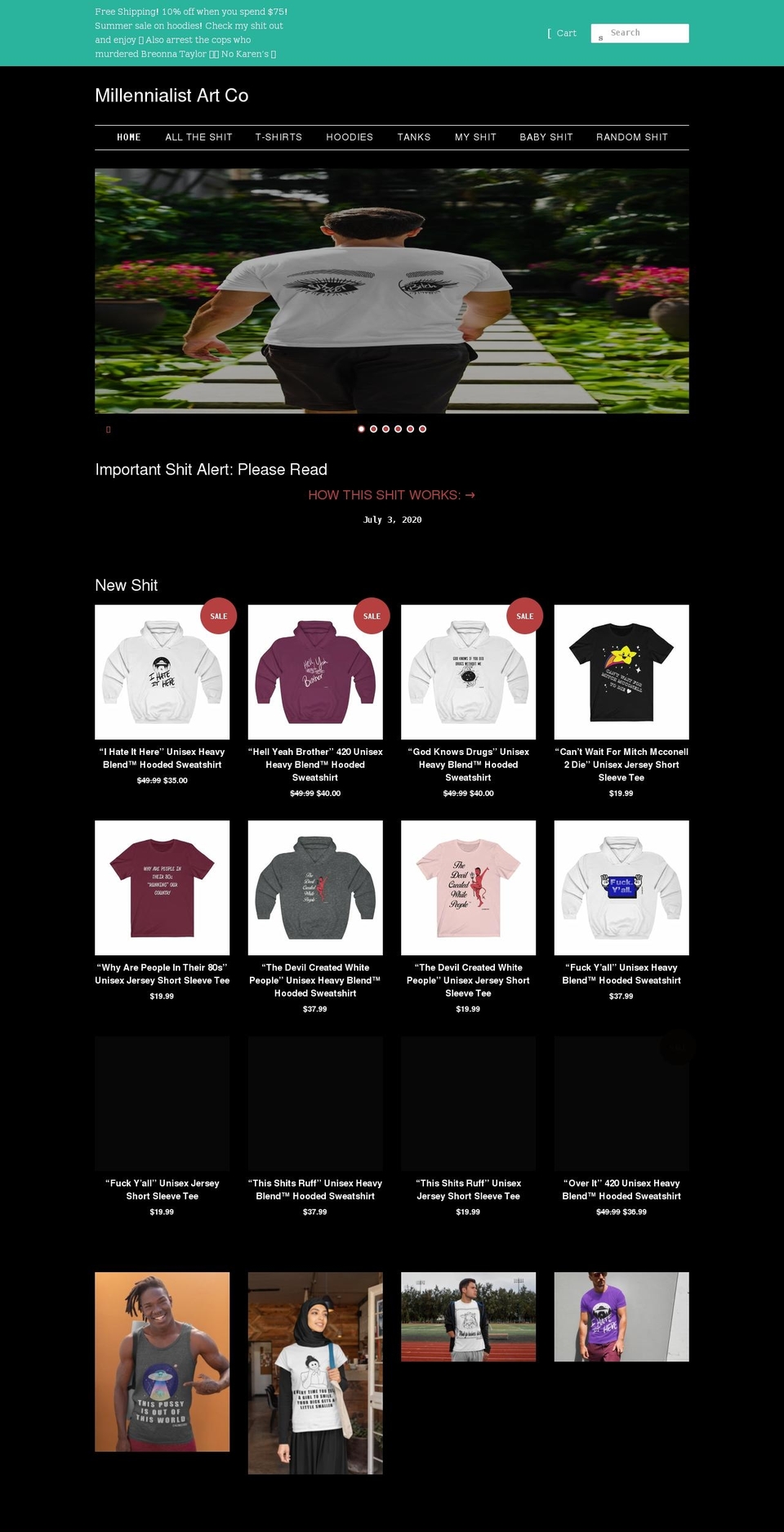 millennialistartco.com shopify website screenshot
