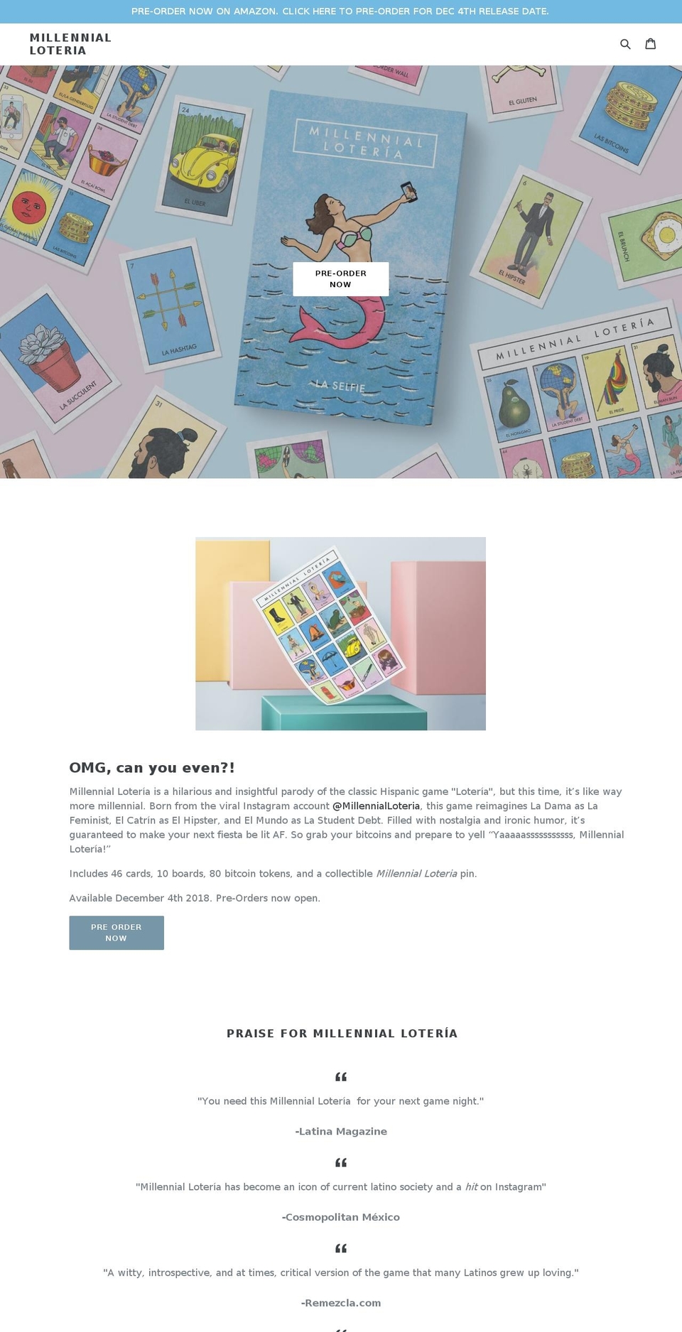 millennialloteria.com shopify website screenshot