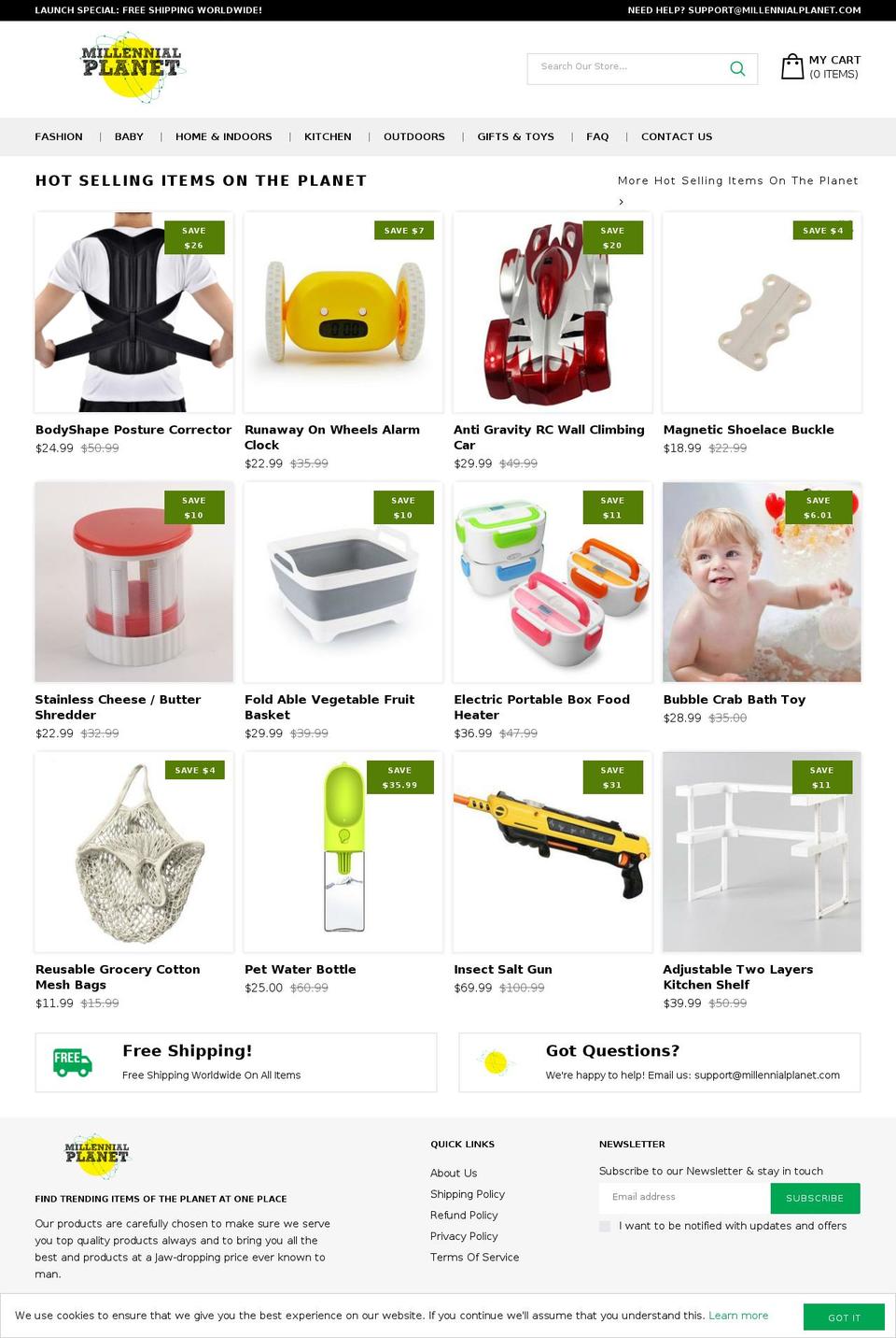 millennialplanet.com — Shopify storefront screenshot
