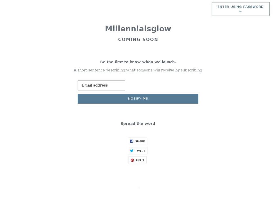 millennialsglow.myshopify.com shopify website screenshot