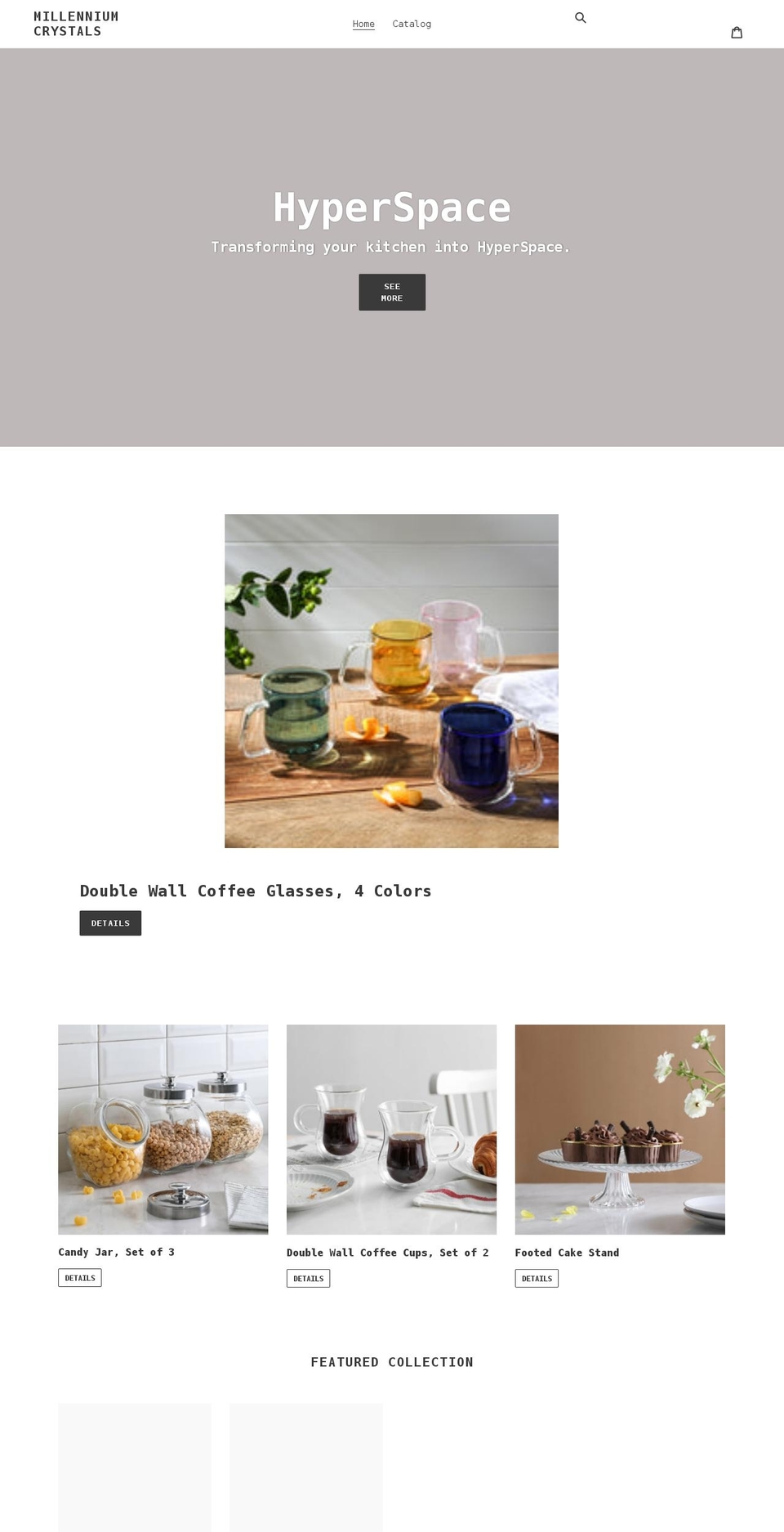 millenniumcrystals.com shopify website screenshot
