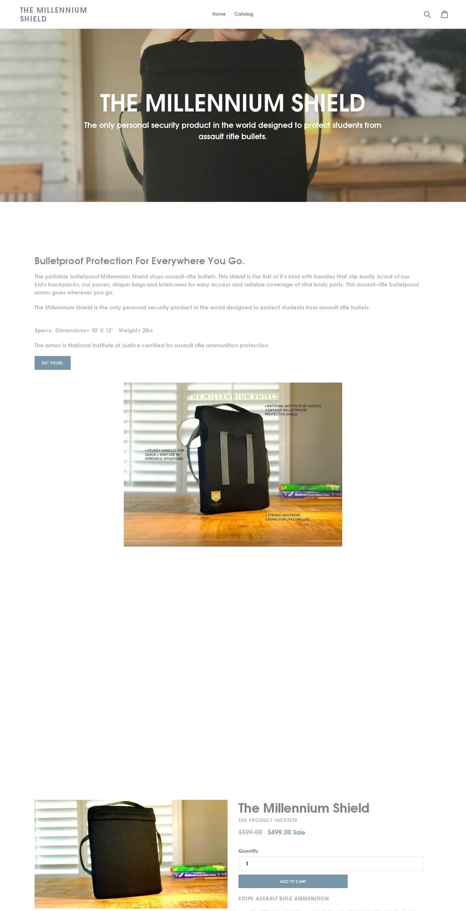 millenniumshield.com — Shopify storefront screenshot