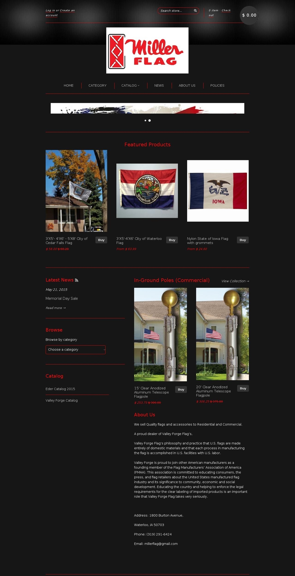 millerflags.com — Shopify storefront screenshot