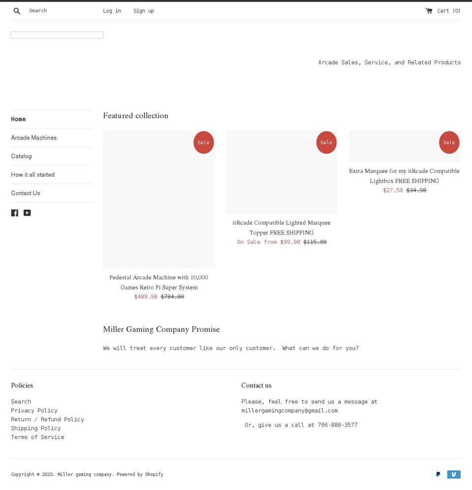 millergamingcompany.com shopify website screenshot