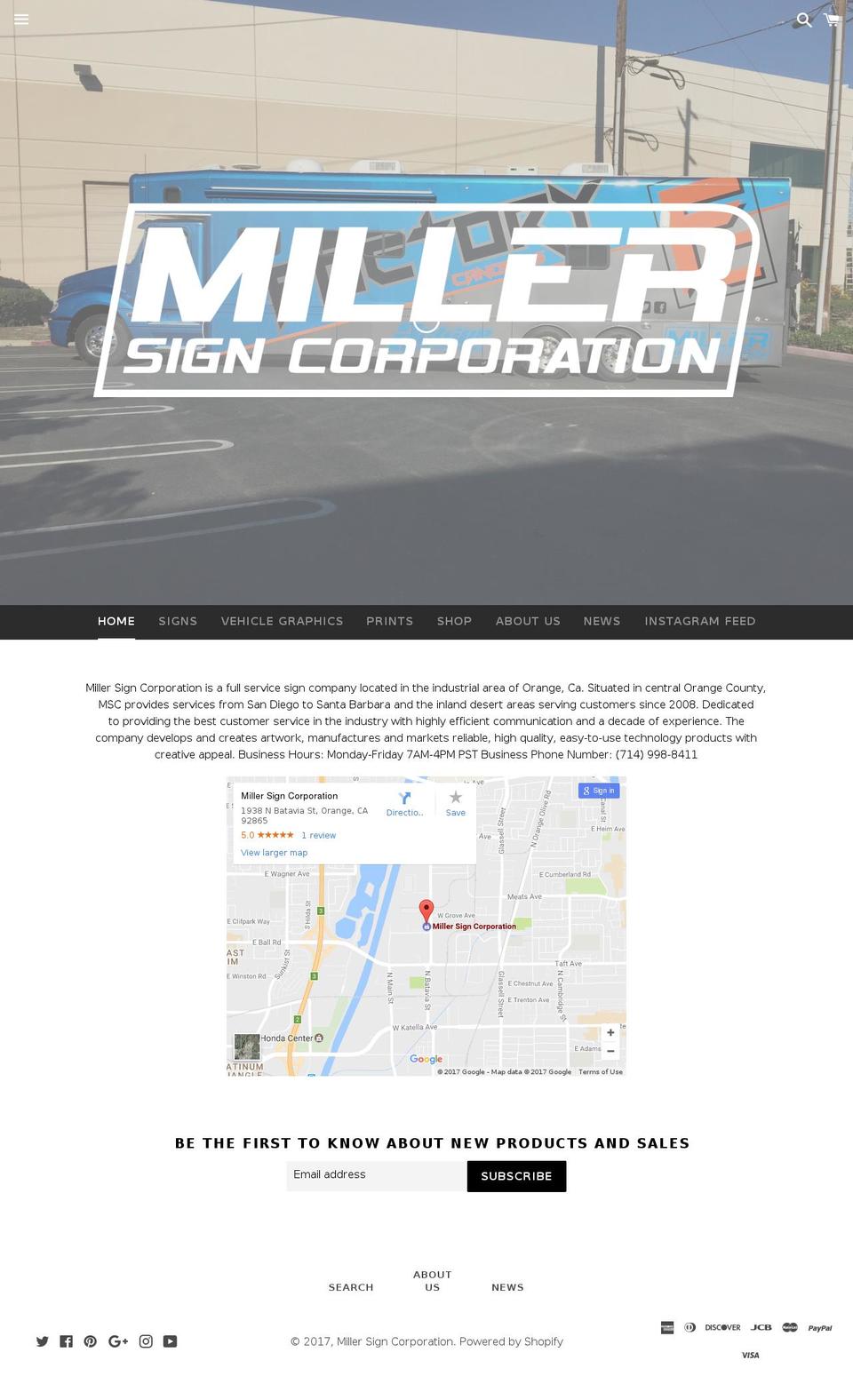 millersigncorp.com shopify website screenshot