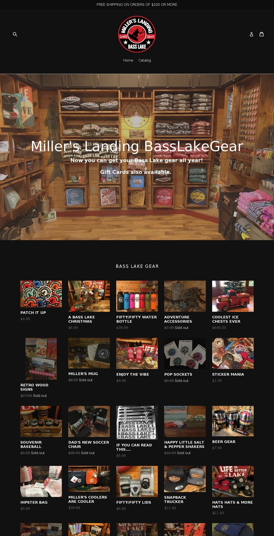 millerslandingbasslakegear.com shopify website screenshot