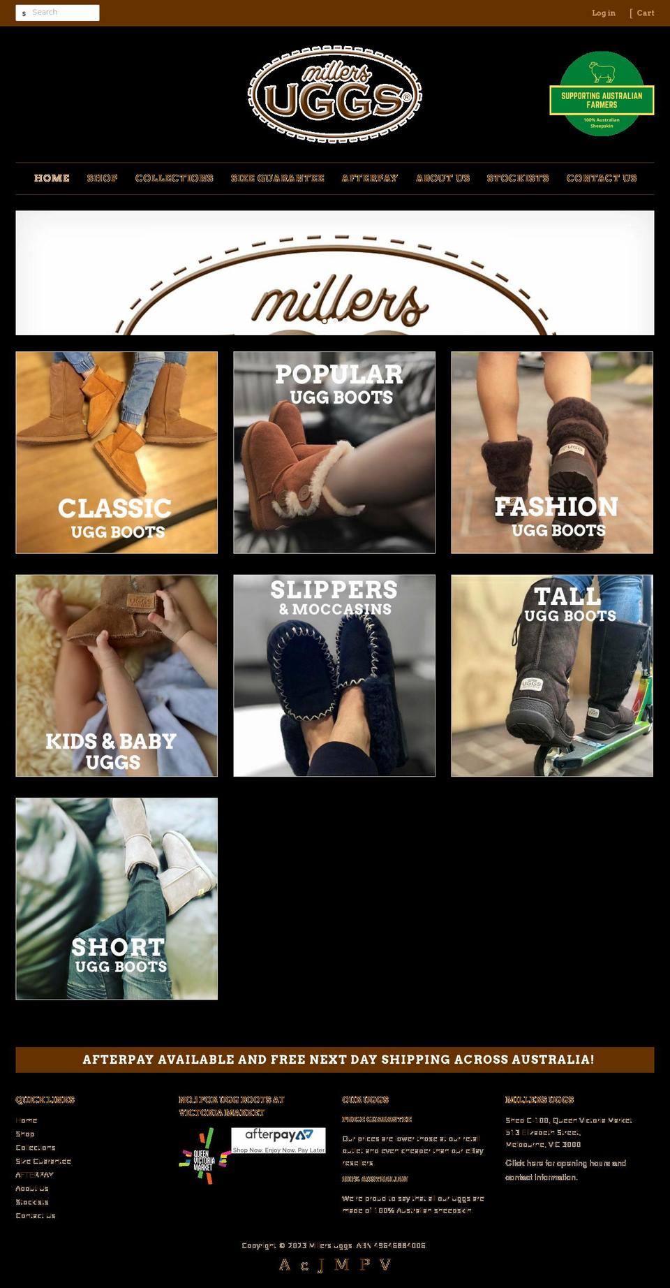 millersuggs.com.au shopify website screenshot