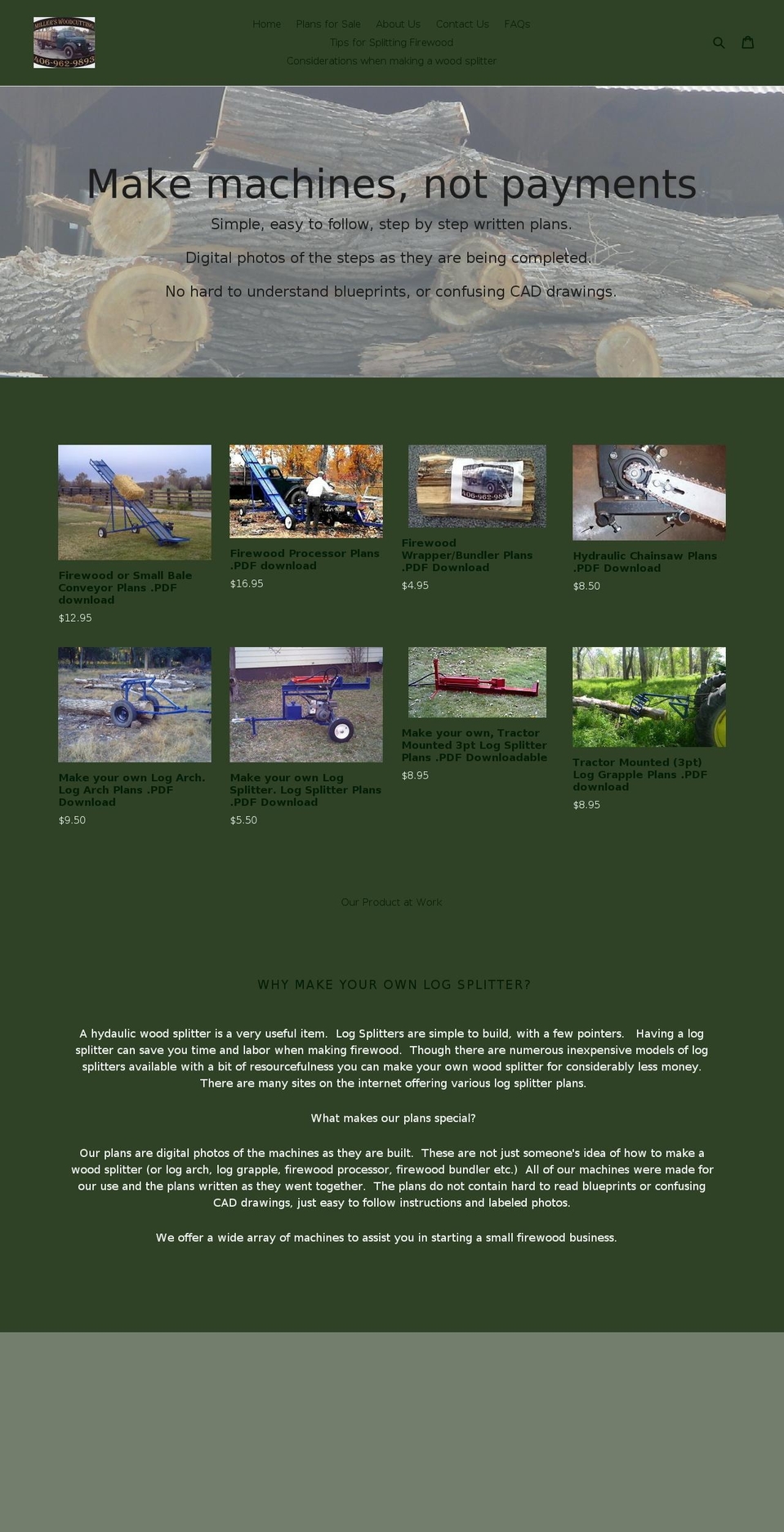 millerswoodcutting.com shopify website screenshot