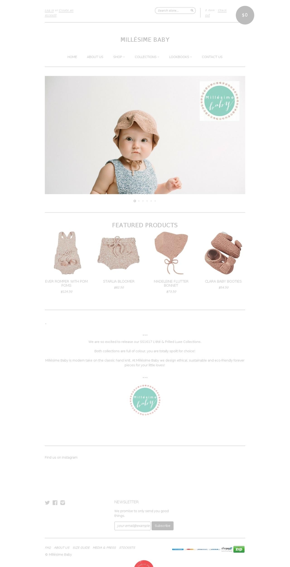 millesimebaby.com.au shopify website screenshot