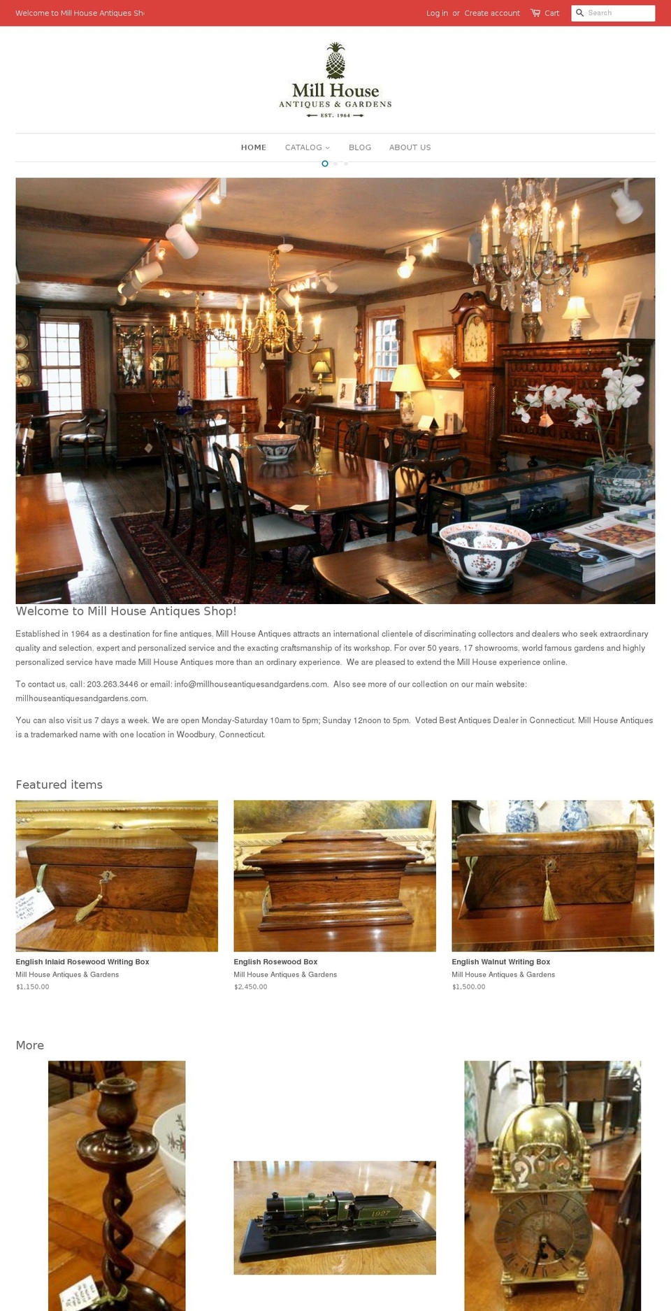millhouseantiquesshop.com — Shopify storefront screenshot