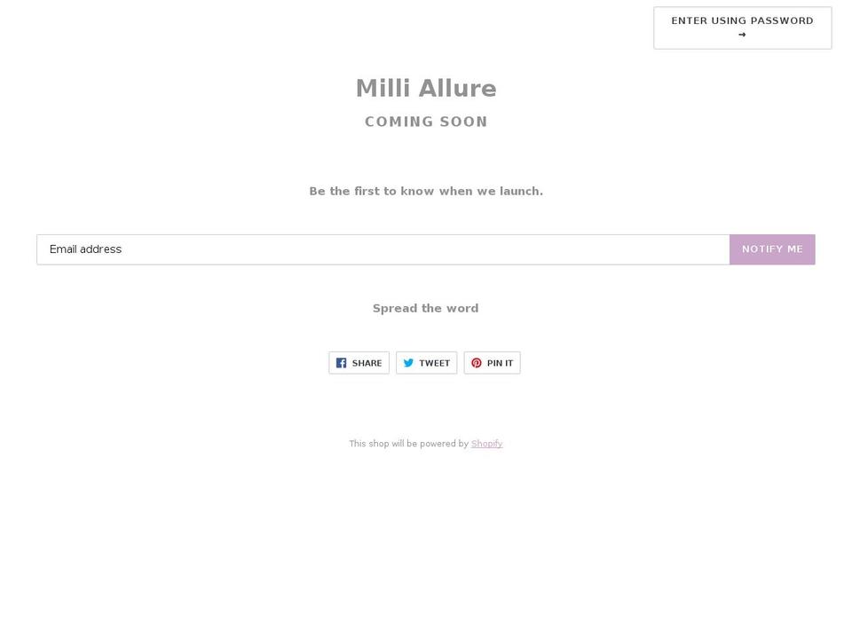 milliallure.com — Shopify storefront screenshot