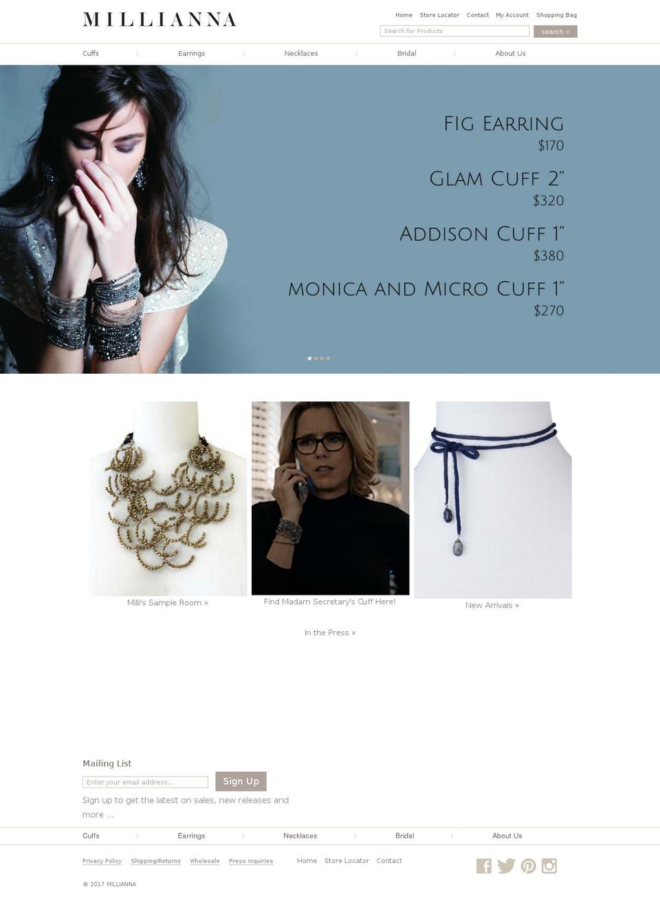 milliannadesign.com shopify website screenshot