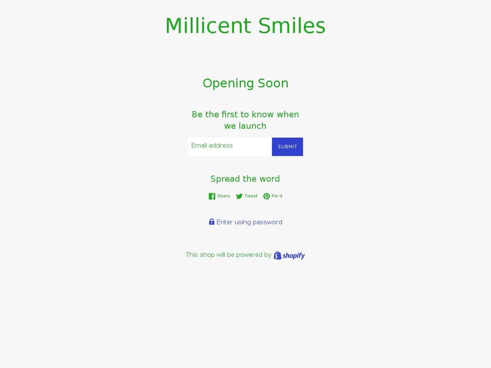millicentsmiles.com — Shopify storefront screenshot