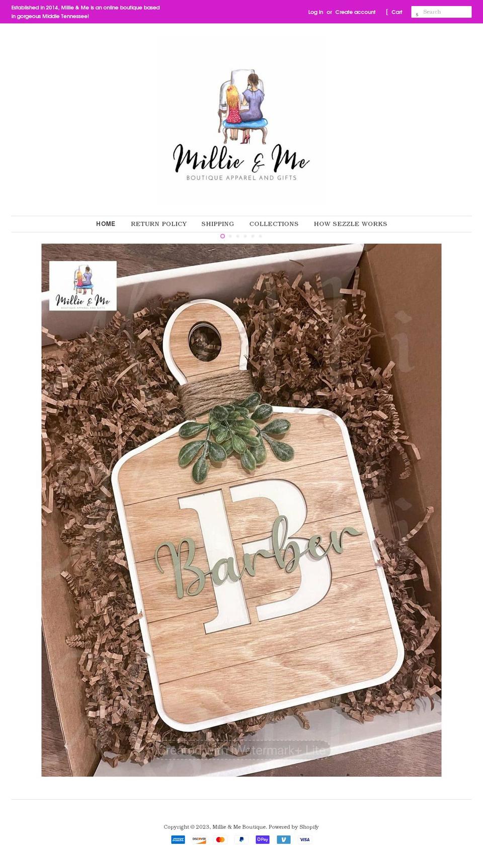 millieandmetn.com shopify website screenshot