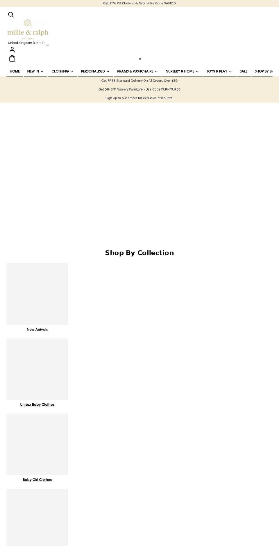 millieandralph.com — Shopify storefront screenshot