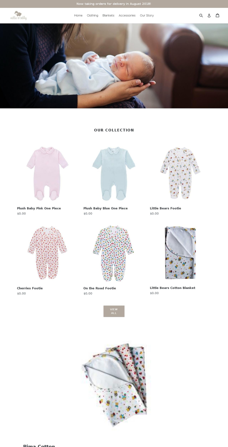 millieandsebby.com — Shopify storefront screenshot
