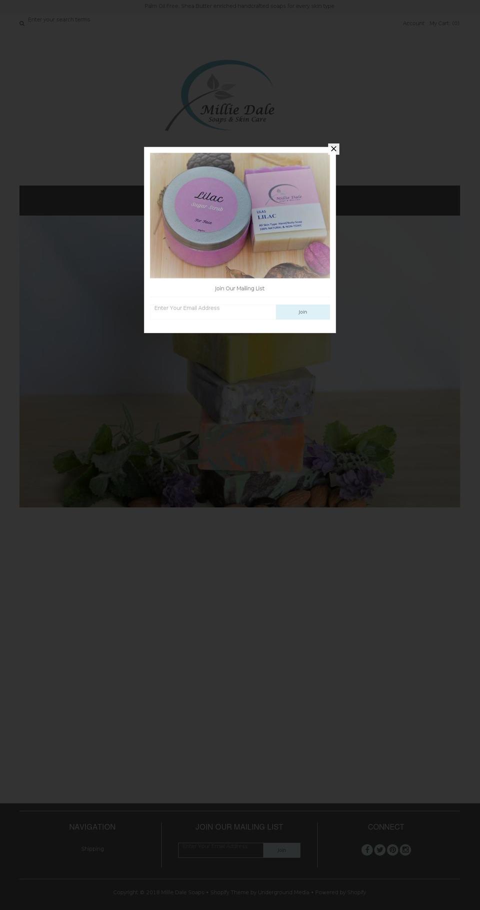 milliedalesoaps.com — Shopify storefront screenshot