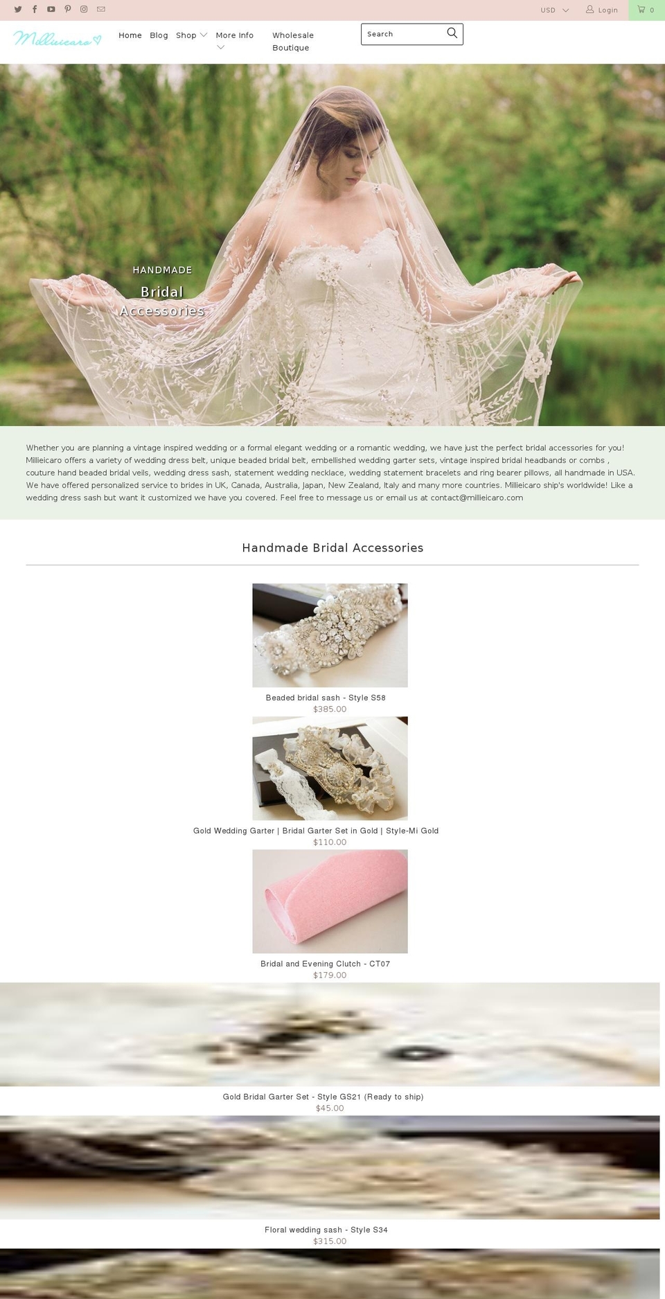 millieicaro.com shopify website screenshot