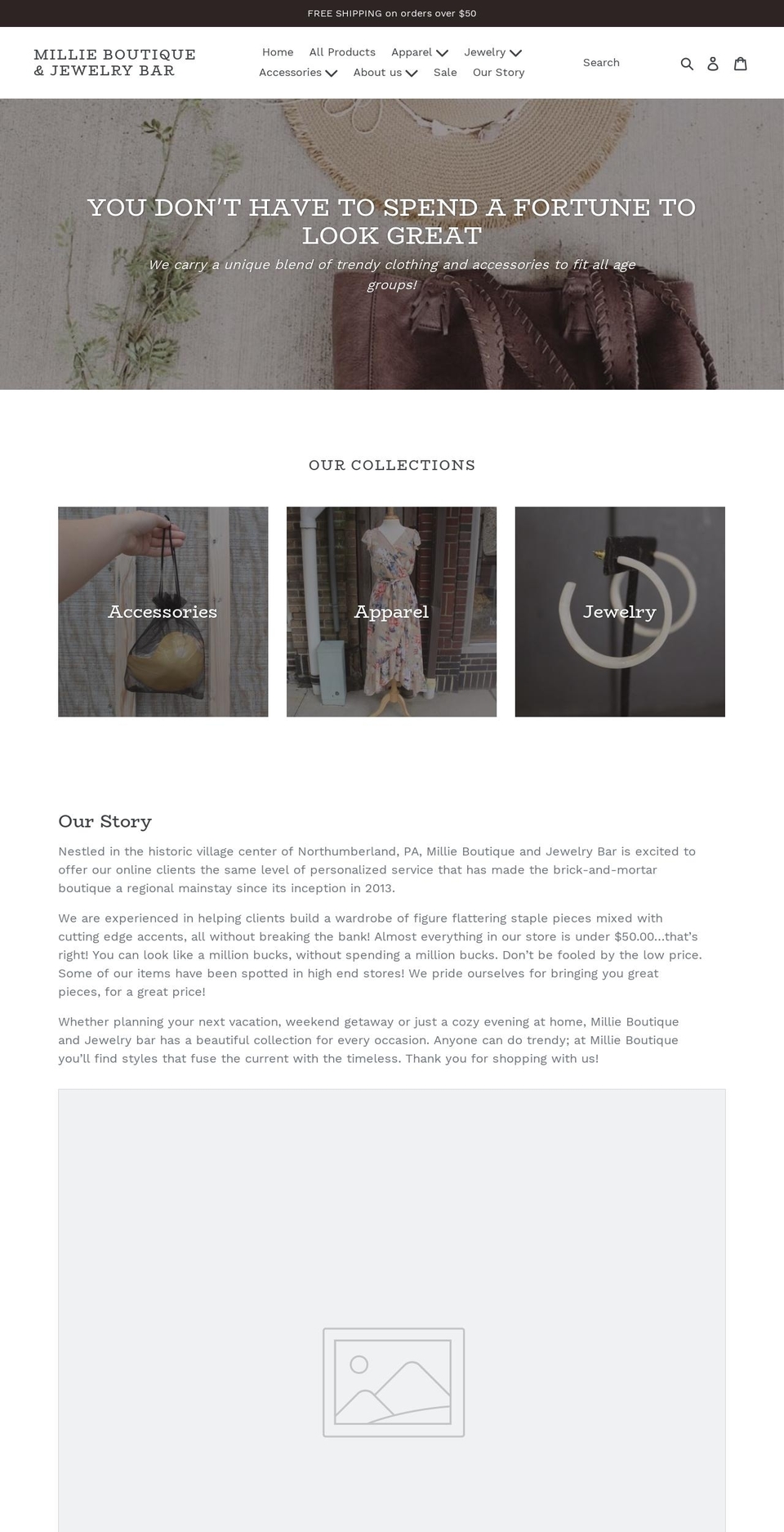 milliejean.com shopify website screenshot
