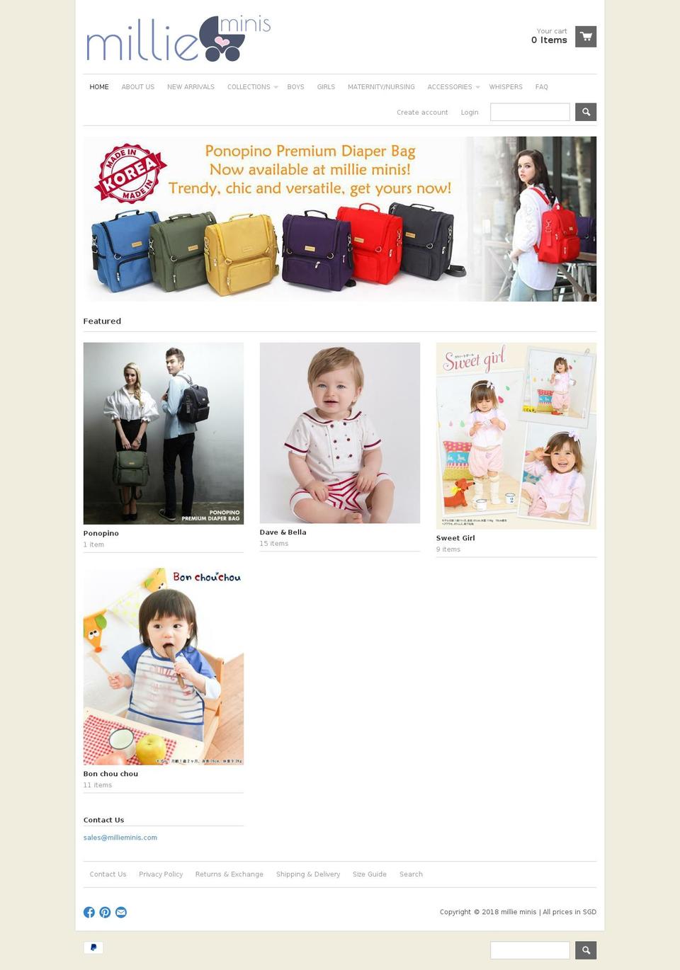 millieminis.com — Shopify storefront screenshot