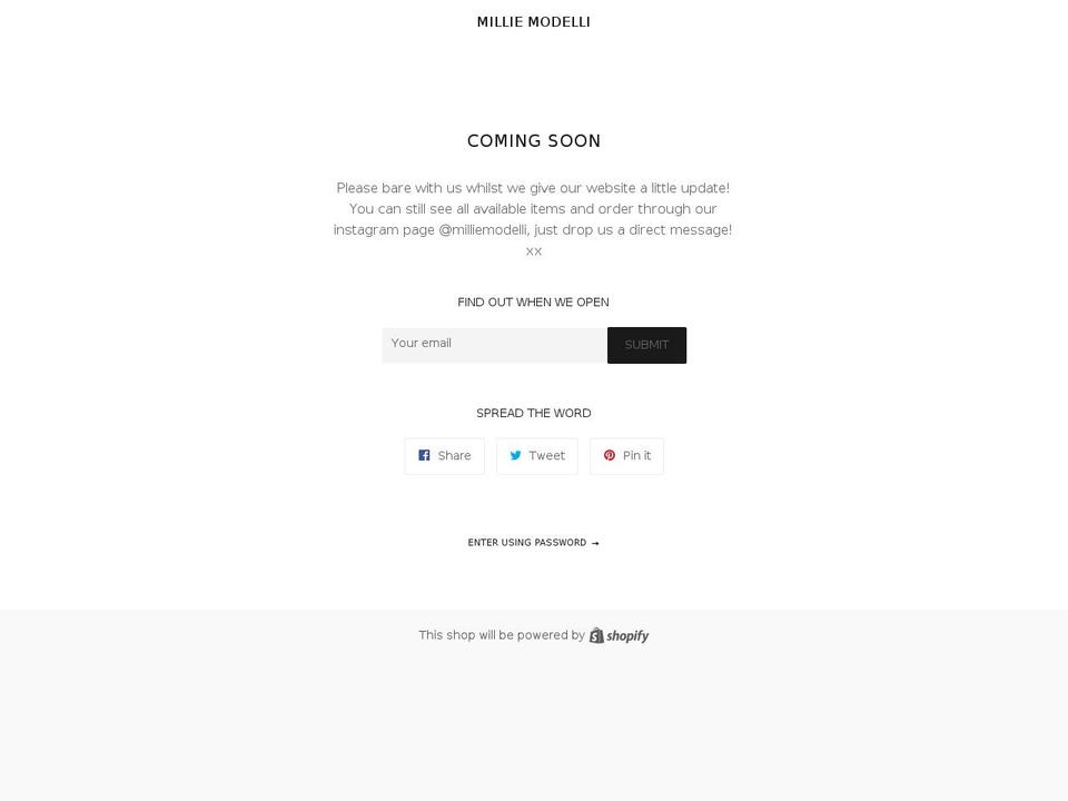 milliemodelli.com shopify website screenshot