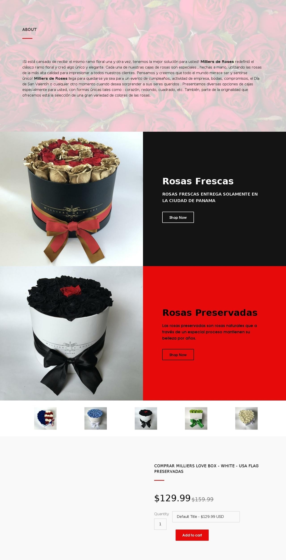 milliersderosespty.com — Shopify storefront screenshot