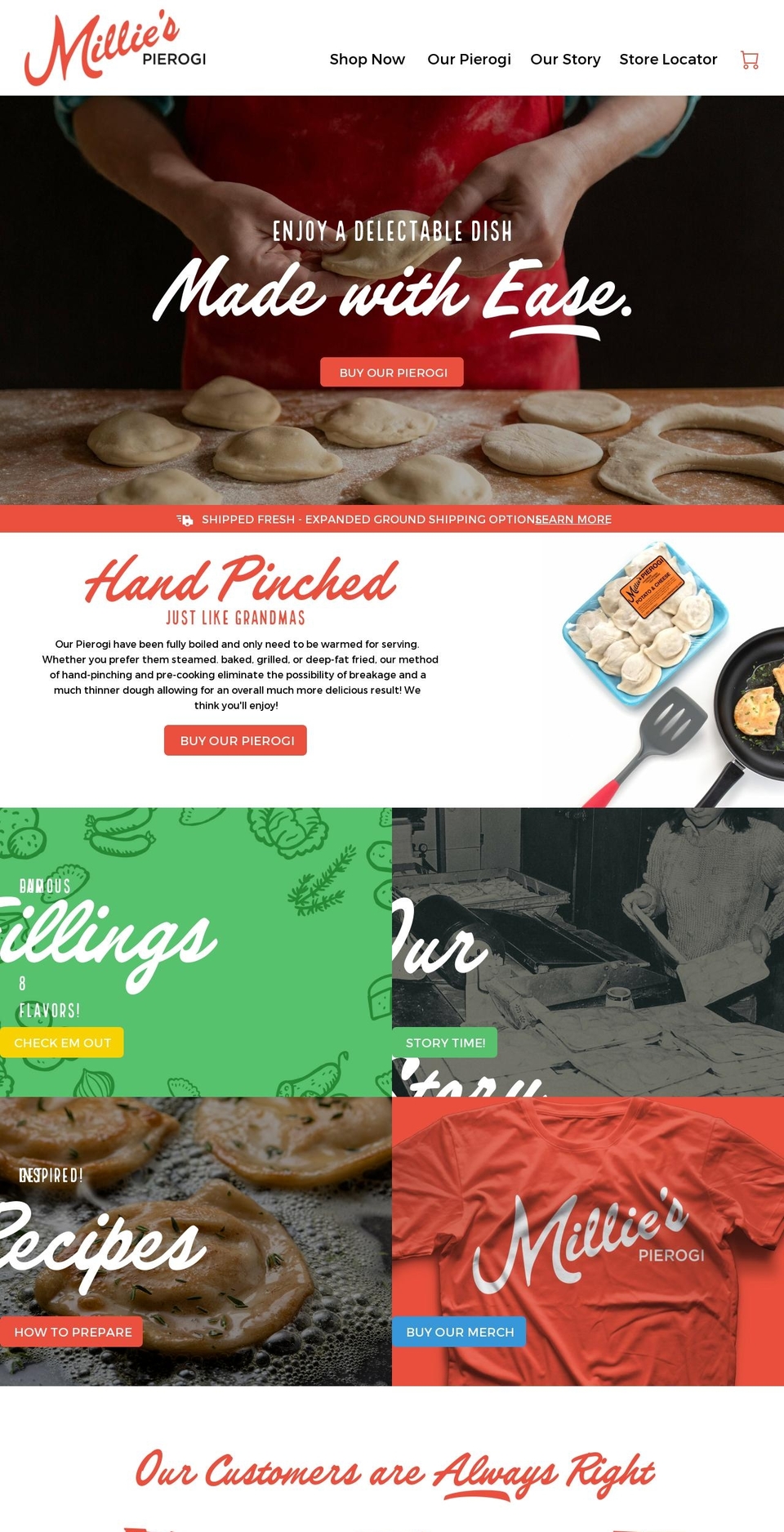 milliespierogi.com shopify website screenshot