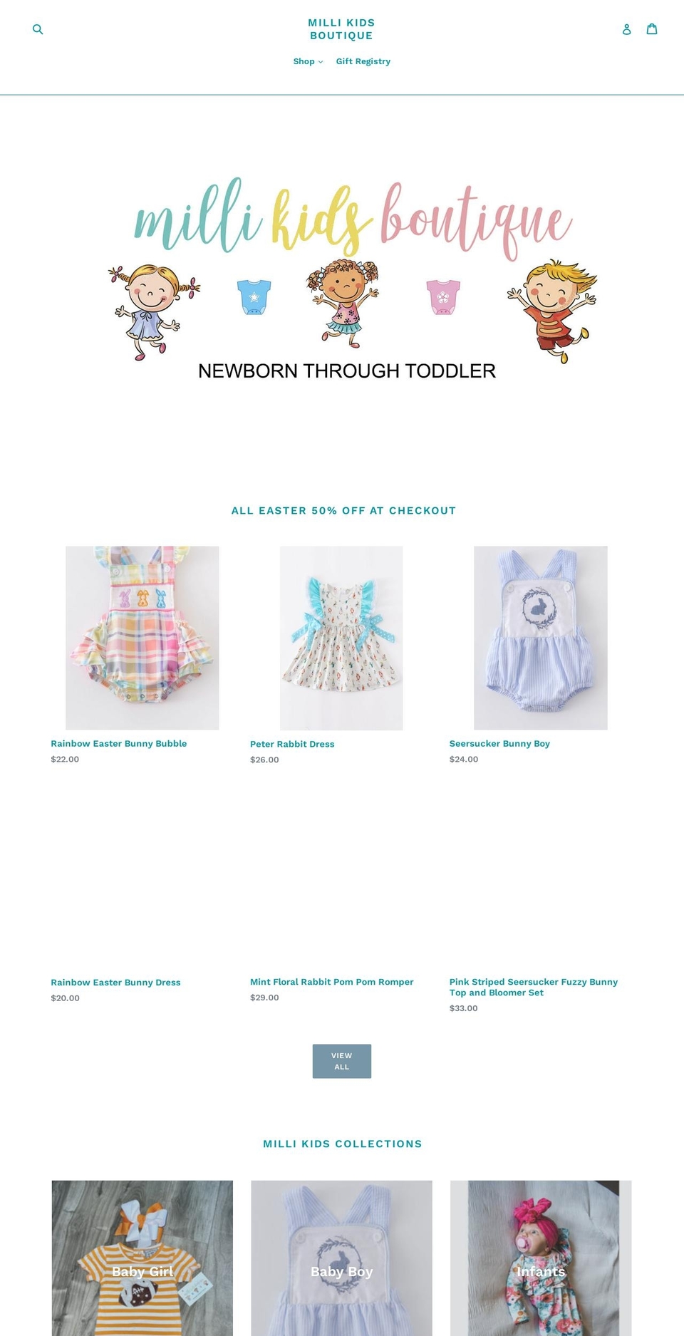 millikidsboutique.com — Shopify storefront screenshot