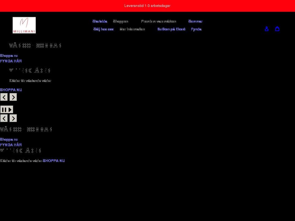 millimani.se shopify website screenshot