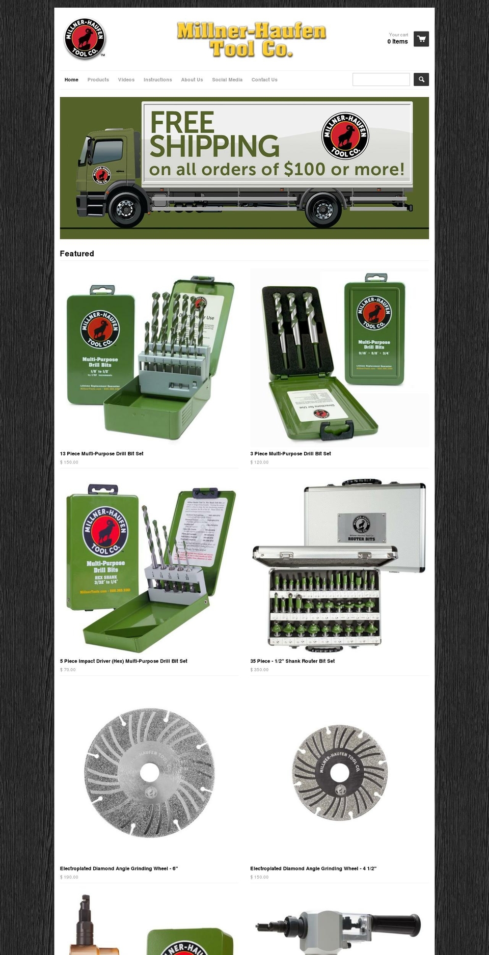 millinertools.com shopify website screenshot