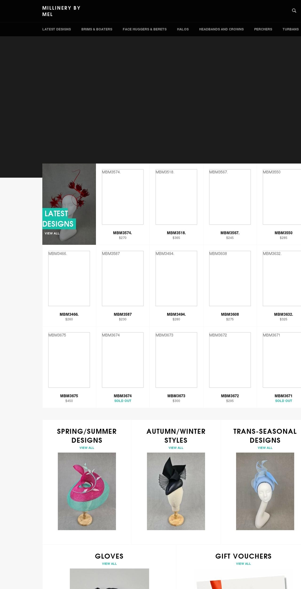 millinerybymel.com.au shopify website screenshot