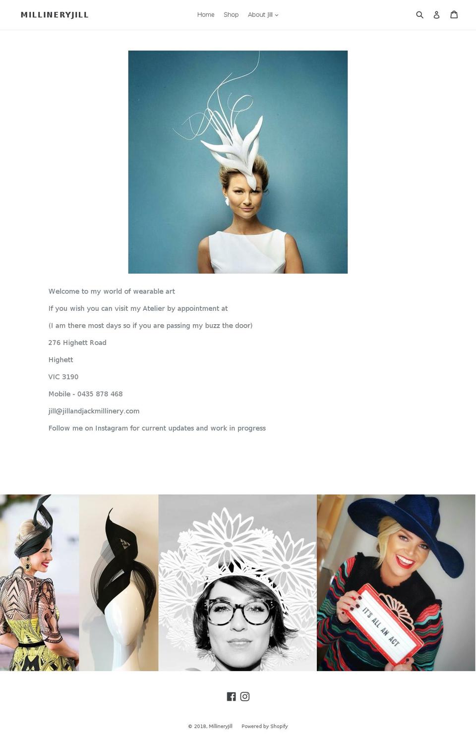 millineryjill.com — Shopify storefront screenshot
