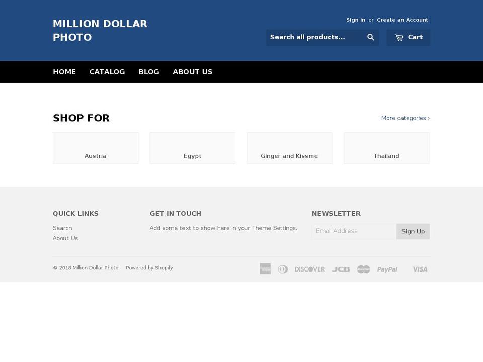 million-dollar-photo.com — Shopify storefront screenshot