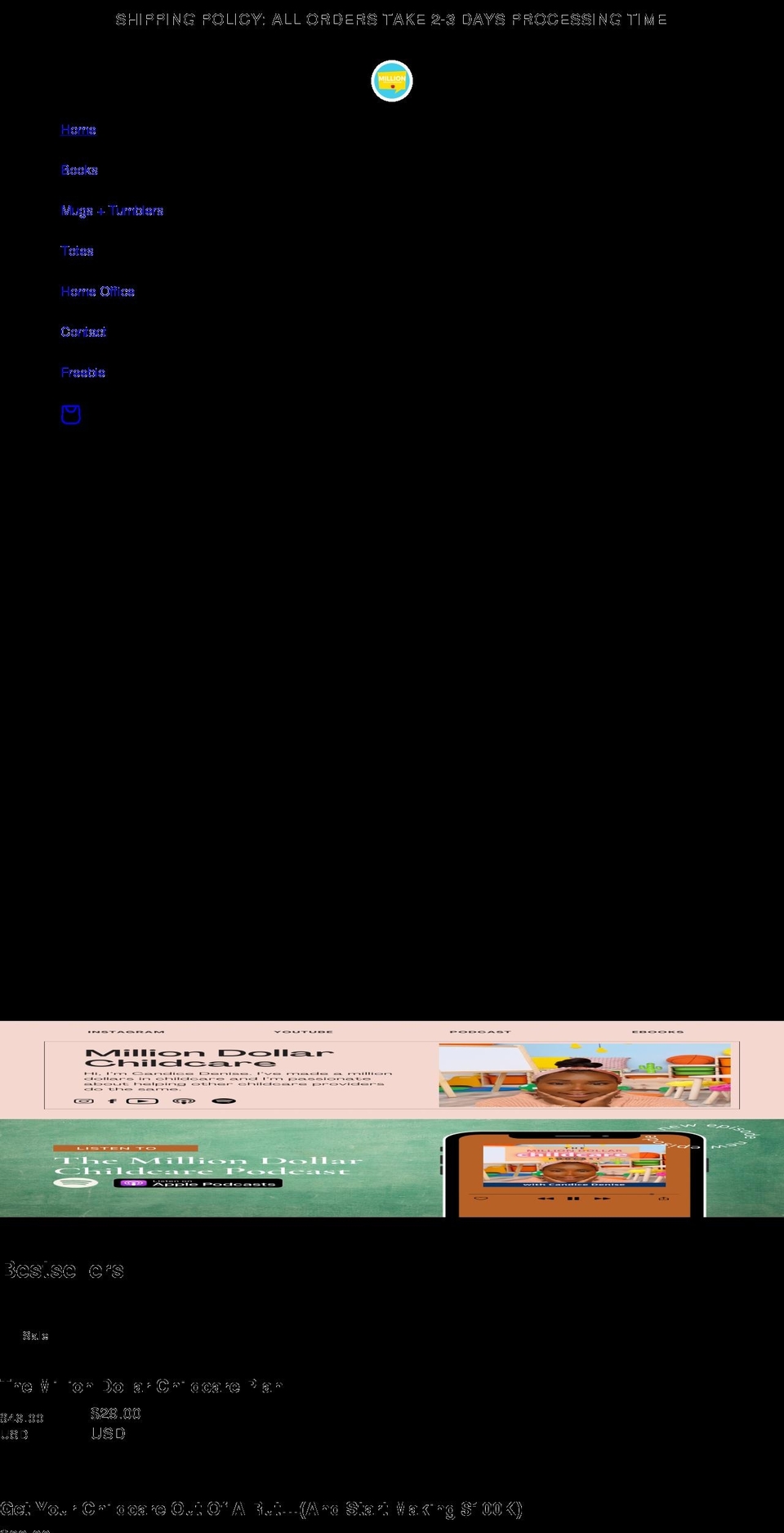milliondollarchildcare.com shopify website screenshot