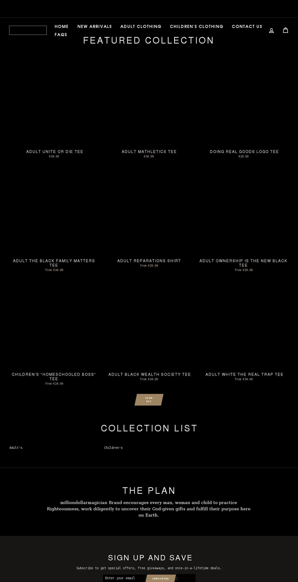 milliondollarmagician.com shopify website screenshot