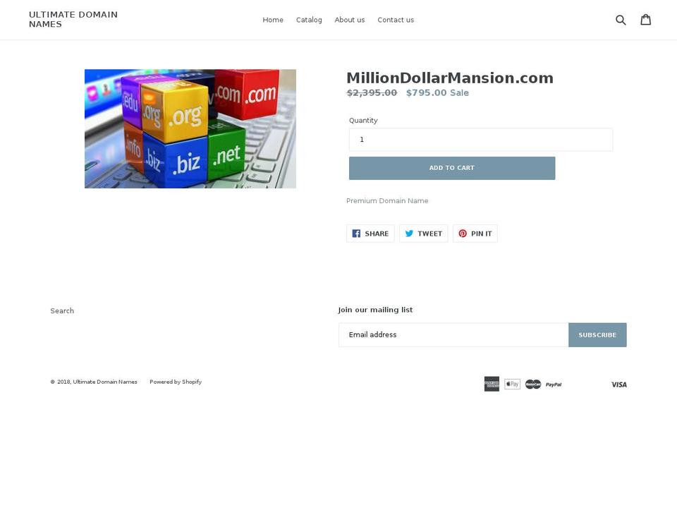 milliondollarmansion.com shopify website screenshot