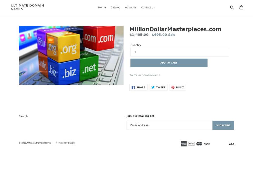 milliondollarmasterpieces.com shopify website screenshot