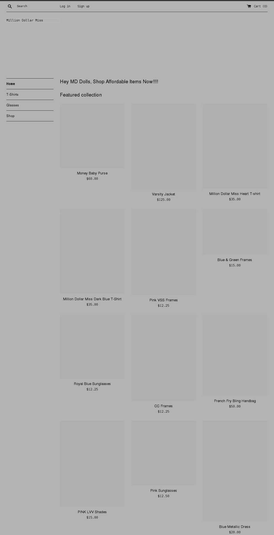 milliondollarmiss.com shopify website screenshot