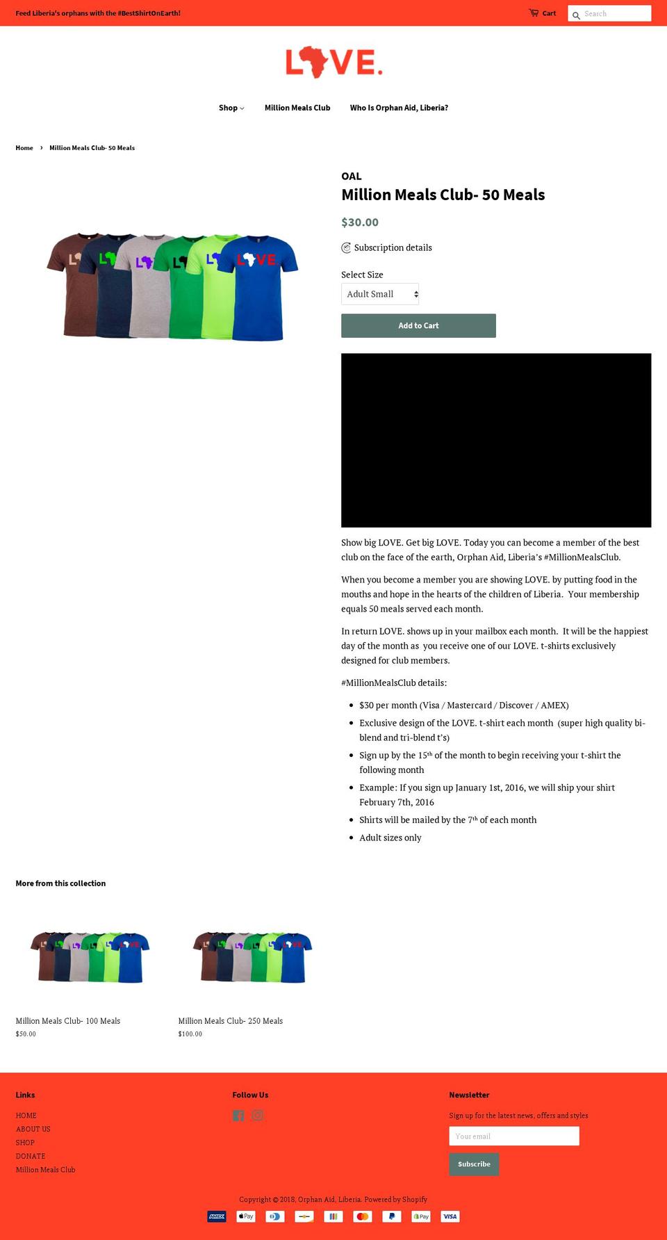 millionmealsclub.com — Shopify storefront screenshot