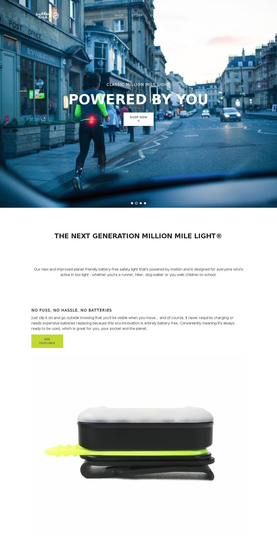 US Battery-Free Shopify theme site example millionmilelight.org