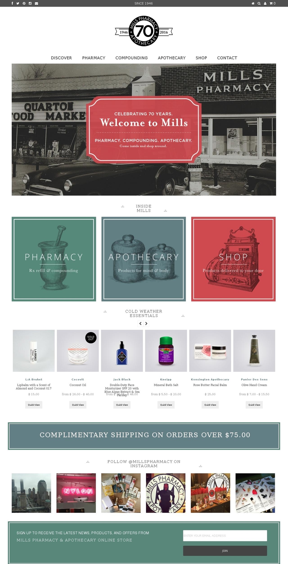 millspharmacy.com shopify website screenshot