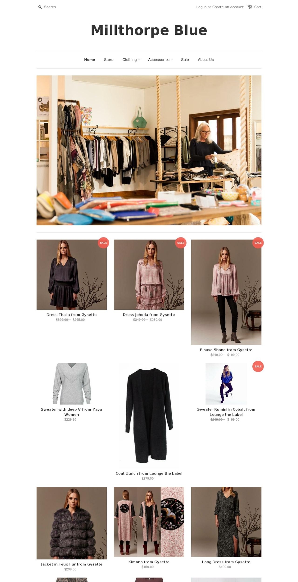 millthorpeblue.com.au shopify website screenshot